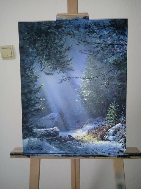 Winter Paintings On Canvas Acrylics, Landscape Painting Tutorial, Canvas Painting Designs, Winter Painting, Landscape Art Painting, Small Canvas Art, Wow Art, Painting Gallery, Diy Canvas Art Painting