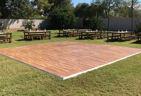 Outdoor Wedding Reception Dance Floor, Outdoor Wedding Flooring, Wood Dance Floor Wedding, Diy Dance Floor Cheap, Grass Dance Floor, Pallet Dance Floor, Temporary Dance Floor, Dance Floor Diy, Wood Dance Floor