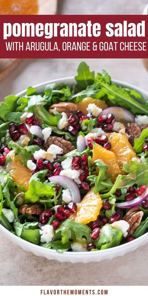 Salad Pomegranate, Pomegranate Recipes Salad, Ultimate Salad, Pomegranate Dressing, Orange Pomegranate, Christmas Salad Recipes, Nouveau Flowers, Arugula Salad Recipes, Thanksgiving Salad