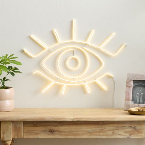 Neon Signs Bedroom, White Evil Eye, Sign Wall Decor, Decorative Lighting, Sign Wall, World Market, Light Decorations, Evil Eye, Wall Signs