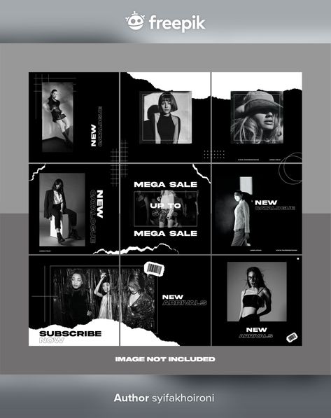 Black White Social Media Design, Black Social Media Design, Black And White Social Media Design, Social Media Black And White, Black And White Branding, Black And White Graphic Design, Easy Photoshop Tutorials, Instagram Grid Design, Instagram Puzzle Template