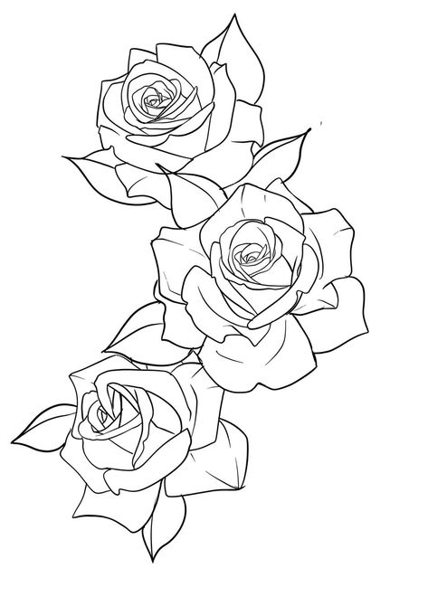 Rose With Lion Tattoo, Quarter Sleeve Tattoo Outline, 3 Roses Tattoo Stencil, Free Tattoo Stencils Templates, 3 Roses Tattoo Design Outline, Free Printable Tattoo Stencils, Rose Stencil Tattoo Design, Three Roses Tattoo Design, Flower Tattoo Stencils Outline Design