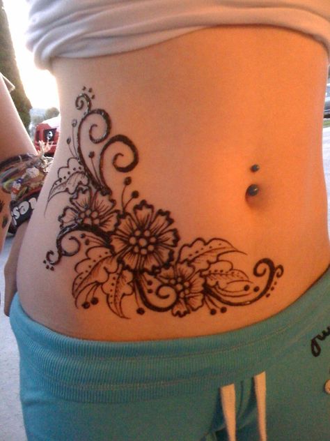 Tummy Tattoo, Cute Henna Tattoos, Henna Style Tattoos, Mastectomy Tattoo, Tattoos To Cover Scars, Henna Inspired Tattoos, Belly Tattoos, Saved Tattoo, Henna Tattoo Hand