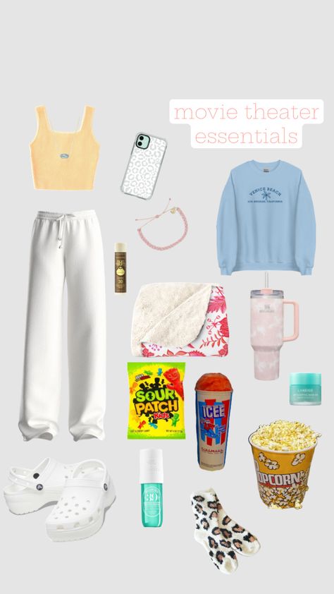 movie theater essentials! #movietheater#movie#aesthetic#fyp#movietheateressentials#movietheaterfit#fyp What To Bring To The Movie Theater, Movie Theather, Beaded Sunglasses, Movie Aesthetic, Trip Essentials, Cute Lazy Day Outfits, Road Trip Essentials, Lazy Day Outfits, Movie Theater