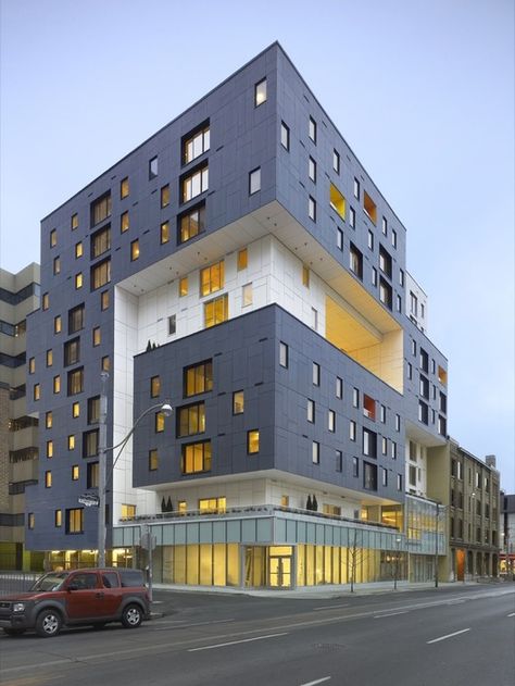 Terrace Facade, Housing Cooperative, Architecture Renovation, Collective Housing, Multifamily Housing, Color Transition, Interesting Buildings, Downtown Toronto, Amazing Buildings