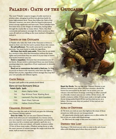 Coastguard (Paladin) Oath Of The Outcast Homebrew Classes 5e, Dnd Homebrew Classes 5e, Dnd Generator, Cleric Domains, Dnd Subclasses, Dnd Cleric, Dnd Paladin, Dnd Memes, Dnd Homebrew