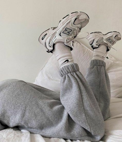 New Balance, Bed, Sneakers, Grey