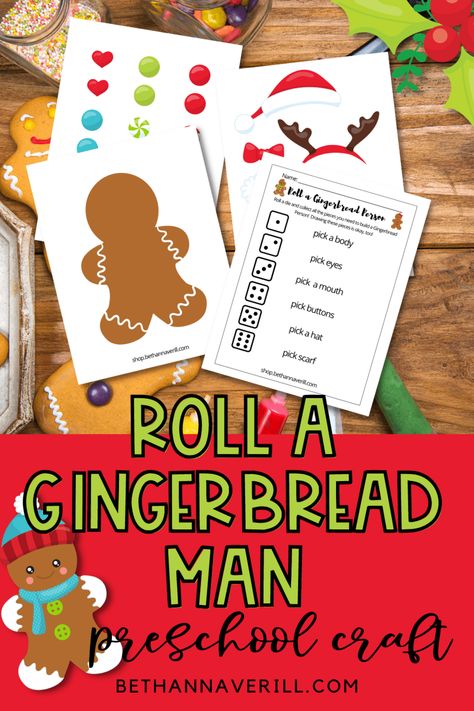 Adorable Roll a Gingerbread Man Dice Game for Preschoolers Gingerbread Games For Preschool, Gingerbread Man Games Preschool, Roll A Santa Dice Game, Roll A Gingerbread Man Dice Game, Gingerbread Man Printable, Gingerbread Man Games, Butterfly Preschool, Winter Class Party, Gingerbread Preschool