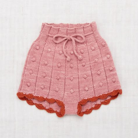 Popcorn Rib Shorts in Rose Blush by Misha & Puff Toddler Bottoms, Baby Wardrobe, Baby Knitwear, Scalloped Shorts, Misha And Puff, Ribbed Shorts, Summer Knitting, Blush Roses, Knit Cotton