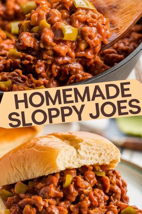 Sloppy Joes being served with a wooden spoon and on a bun. Classic Sloppy Joe Recipe, Homemade Sloppy Joes Recipe, Homemade Sloppy Joe Sauce, Sloppy Joe Mix, Sloppy Joe Recipe Easy, Homemade Sloppy Joe Recipe, Sloppy Joes Sandwich, Sloppy Joes Easy, Sloppy Joe Sauce