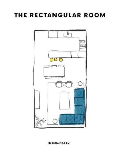 Wondering how to make the most of your open floor plan? We tackled five different layouts to give you all the options. Open Floor Plan Ideas, Open Floor Plan Decorating Ideas, Rectangle Room, Floor Plan Ideas, Kitchen Dining Room Combo, Dining Room Layout, Open Concept Kitchen Living Room, Living Room Floor Plans, Open Plan Kitchen Dining Living