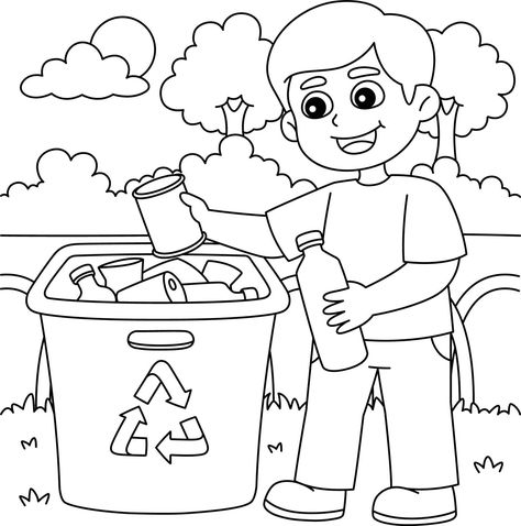 Trash Drawing, Environment Drawing, Earth Day Coloring Pages, Drawing Sheet, Kids Cleaning, Color Worksheets, Cool Coloring Pages, Art Drawings For Kids, Cute Coloring Pages