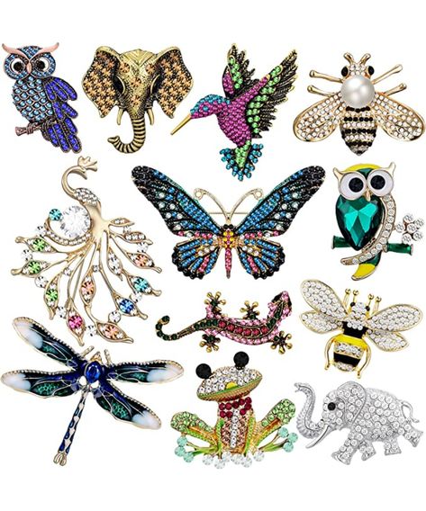 What you will get: you will receive a set of 12 different styles of animal brooches, small and delicate animal brooches to add a little novelty to your outfit, leaving a deep and beautiful impression Quality Material: these animal shape brooch pin is made of quality zinc alloy and dotted diamonds, sturdy, crystallization is not easy to fall off and fade, can be applied for a long time; Each brooch has a clip on the back to hold the brooch in place Girls Christmas Gifts, Swarovski Brooch, Bee Brooch, Butterfly Pin, Animal Brooch, Christmas Gifts For Girls, Crystal Brooch, Brooches Handmade, Amazon Com