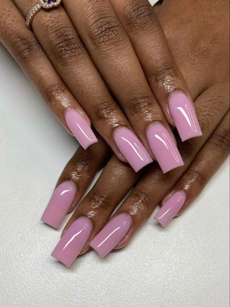 Summer Nude Nail Colors, Prom Nails Solid Color, Pink Full Set Nails, Pink Nails On Black Women, Short Soft Pink Nails, Pink Nails Dark Skin, Nut Color Nails, Baby Pink Short Nails, Milky Pink Nails Acrylic