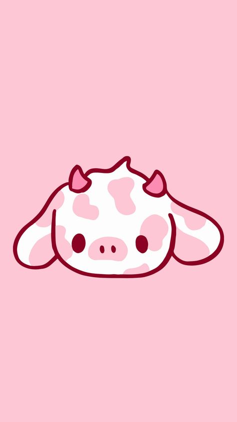 Cute Strawberry Cow Wallpaper, Strawberry Cow Wallpaper, Cute Strawberry Cow, Cow Wallpaper, Iphone Wallpaper Preppy, Cow Drawing, Cute Home Screen Wallpaper, Strawberry Cow, Cute Blue Wallpaper