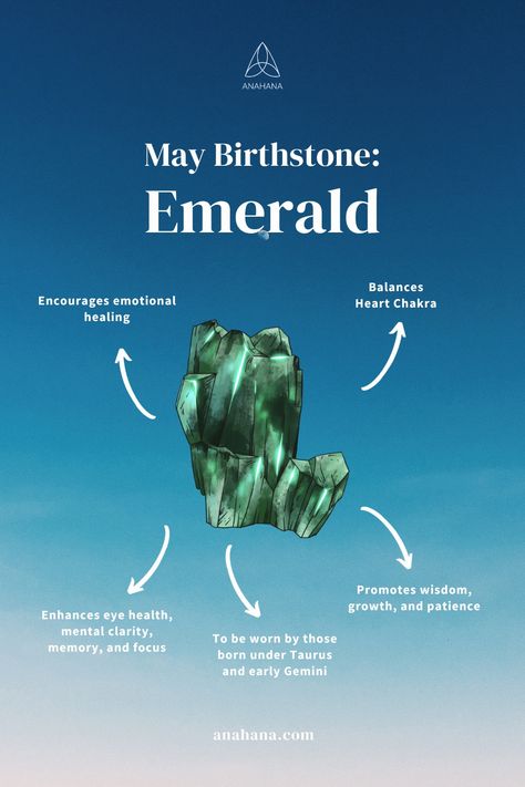 Known for its physical benefits and metaphysical healing properties, it is cherished as a beautiful gem and a symbol of love and rebirth, enhancing our connection with the heart chakra. Visit our blog to learn more about the emerald birthstone and what it means for you if you were born in May! Emerald Gemstone Meaning, Birthstone Meanings, Emerald Meaning, Crystal Grimoire, Birthstones Meanings, Emerald Benefits, Birth Stones, Gemstones Chart, Agate Meaning