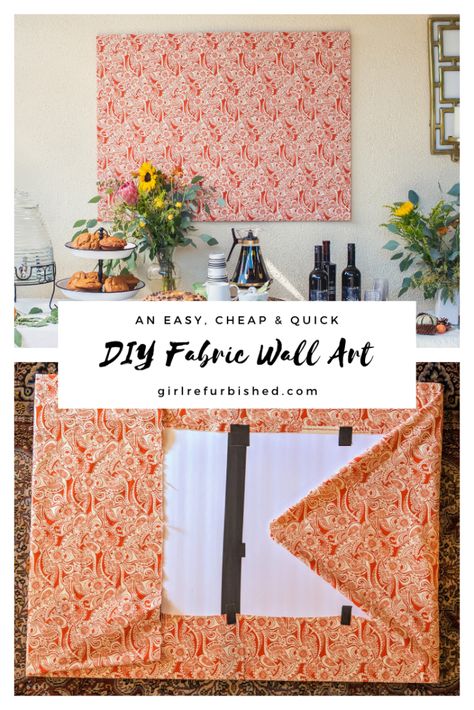 Fabric Framed Wall Art, Art Using Fabric, Diy Fabric Wall Art, Quick Wall Art, Framed Fabric Wall Art, Cheap Diy Wall Art, Homemade Wall Art, Hanging Crafts, Fabric Wall Decor