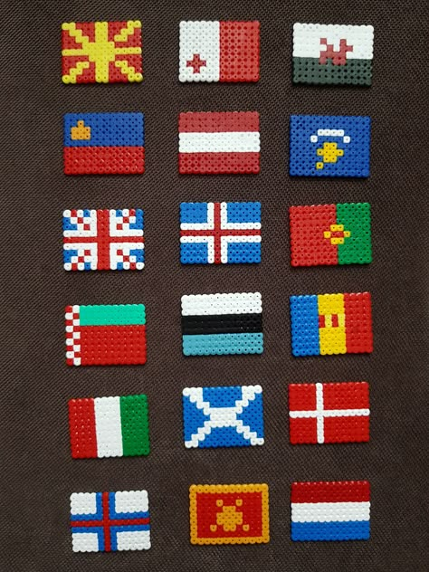 Hama beads, perler beads Perler Beads Flags, Colorful Art Projects, Melted Beads, Melt Beads Patterns, Flag Beads, European Flags, Hamma Beads Ideas, Easy Perler Bead Patterns, Beads Perler