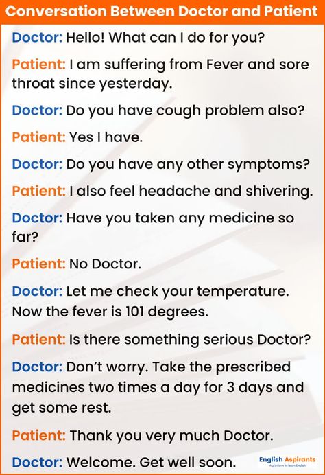 Conversation Between Doctor and Patient Short Conversations In English, Telephone Conversation English, English Conversation Worksheets, Conversation For Kids, Medical Spanish, Conversation English, Doctor And Patient, English Conversation For Kids, Speaking Activities English