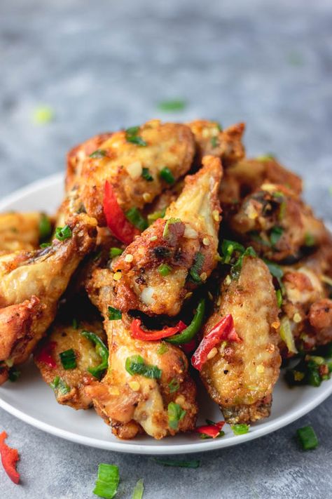 Salt And Pepper Chicken Recipe, Salt And Pepper Wings, Salt And Pepper Chicken Wings, Peppered Chicken, Pepper Chicken Wings, Salt And Pepper Chicken, Grilled Chicken Wings, Chicken Wings Recipe, Pepper Chicken