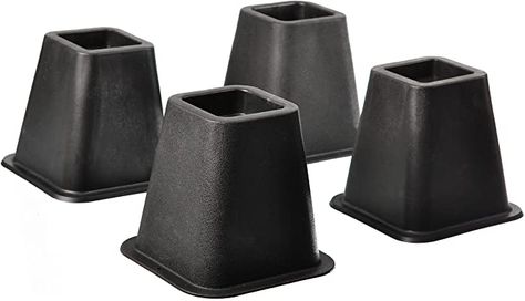 Amazon.com: Home-it 5 to 6-inch SUPER QUALITY Black bed risers, helps you storage under the bed 4-pack (Black): Home & Kitchen Bed Frame Risers, Bed Lifters, Under Bed Storage Bins, Bed Lifts, Furniture Risers, Bed Risers, Black Bed, Black Home, Black Bedding