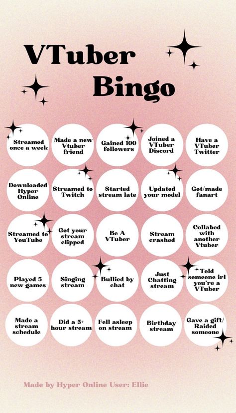 Cute Bingo to do with your friends <3 Vtuber Sheet Template, Vtuber Debut Template, Vtuber Introduction Sheet, Vtuber Rigging Sheet, Vtuber Name Ideas, Vtuber Character Sheet Template, Vtuber Reference Sheet Template, Vtuber Template, Vtuber Tutorial