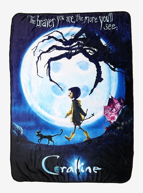 Coraline Theme, Coraline Poster, Coraline Film, Button Moon, Bedroom Throw, Comfort Fashion, Film Poster Design, Plush Throw Blankets, Travel Blankets