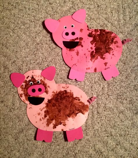 Muddy Pigs Craft, Muddy Pig Craft Preschool, Muddy Pig Craft, Preschool Door Decorations, Muddy Pigs, June Crafts, Farm Animal Crafts, Farm Craft, Pig Crafts