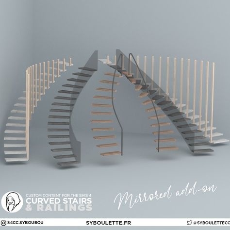 The Sims 4 Pack, Sims4 House, Sims 4 Cc Furniture Living Rooms, Curved Stairs, Furniture Cc, Sims 4 Patreon, Mod Furniture, Sims 4 Bedroom, Sims 4 House Building