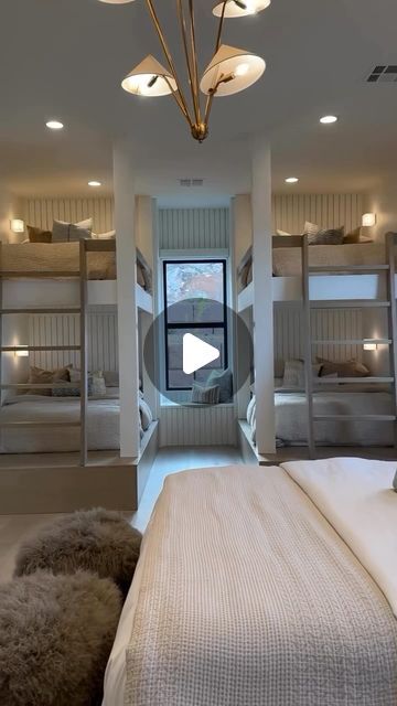 Julee Ireland on Instagram: "What an amazing bunk room! 😍🙌🏻 Would you like this in your home?

Build: @splitrockcustomhomes
Design: @beckiowens
Architect: @landforms_design" Bunkroom Idea, Amazing Bunk Beds, Built In Bunk Beds Plans Cottage, Rock Wall Bunk Bed, Lake House Built In Bunk Beds, Built In Bunk Beds Beach House, Beach House Bunk Room, Bunk Room Ideas, Military Bunk Beds