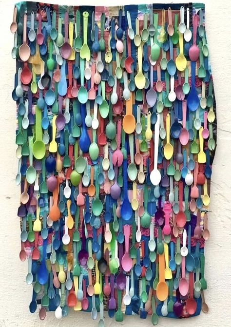 Waste Art, Recycling Art, Eco Art, Recycled Art Projects, Spoon Art, Memory Quilts, Trash Art, Sustainable Art, Found Object Art