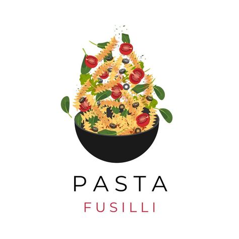 Fusili Pasta, Pasta Logo, Food Logos, Fusilli Pasta, Pasta Bar, League Of Legends Characters, Creative Content, Logo Food, Pasta Bowls