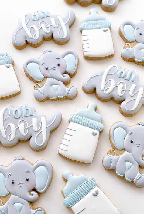 Cookies For Baby Shower Boy, Elephant Boy Baby Shower Theme, Little Peanut Baby Shower Ideas, Baby Boy Elephant Shower Ideas, Elephant Treats, Little Peanut Baby Shower Boy, Dumbo Baby Shower Ideas, Elephant Baby Shower Cookies, Baby Shower Cookies For Boy