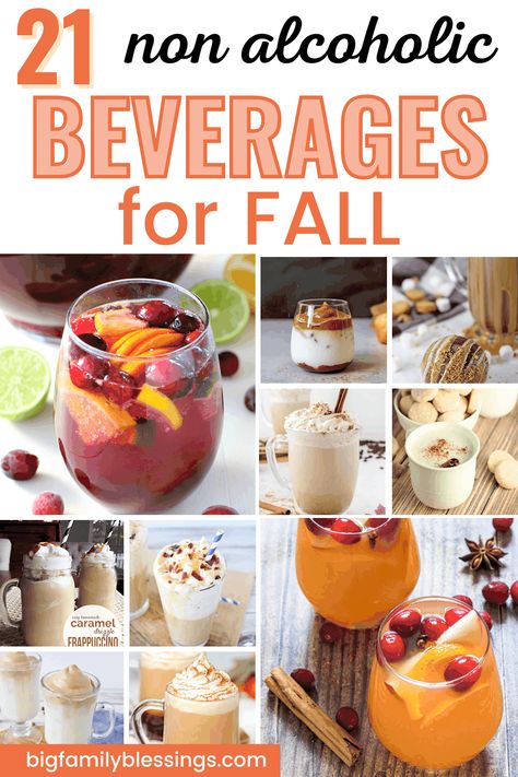 If you are looking for some of the best flavors of fall such as apple, pumpkin, cinnamon, and more, then these Fall non-alcoholic drinks have you covered! 21 Non-Alcoholic Fall Drinks that Taste Like Autumn in a Cup Non Alcohol Fall Drinks, Non Alcoholic Pumpkin Drinks, Fall Sangria Recipes Non Alcoholic, Fall Beverage Bar, Fall Drink Nonalcoholic, Pumpkin Drinks Nonalcoholic, Fall Virgin Drinks, Fall Drinks Nonalcoholic Cold, Fall Drinks Nonalcoholic Crockpot