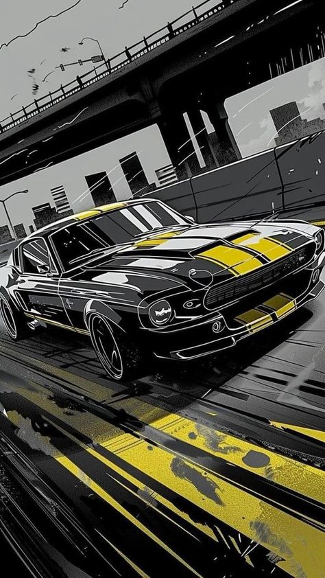 Mustang Poster, Black Mustang Gt, New Car Wallpaper, Cool Car Backgrounds, Mustang Art, Motorbike Art, Mustang Wallpaper, Old Muscle Cars, Car Backgrounds