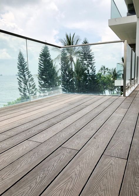 Balcony Wooden Flooring, Decking Outdoor, Outdoor Decking, Deck Flooring, Balcony Deck, Deck Projects, Patio Flooring, Composite Decking, Outdoor Deck