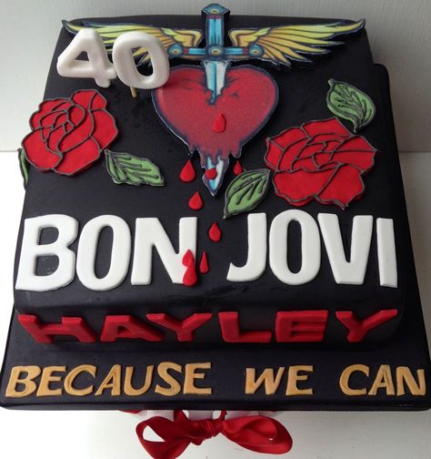 Bon Jovi cake Bon Jovi Birthday Cake, Bon Jovi Birthday, Singer Theme Cake, Party Food Bars, Rock Cake, 80's Party, Rockstar Gf, Birthday Cakes For Women, Cakes For Women