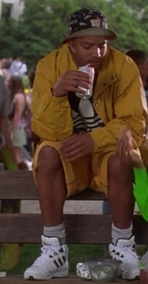 I can’t decide if the hat makes this outfit better or worse. | 116 "Clueless" Outfits Ranked From Worst To Best 90s Bucket Hat Outfit Men, 90s Clueless Aesthetic, Donald Faison 90s, Clueless Men Outfits, Murray Clueless, Clueless Party, 90s Hip Hop Aesthetic, As If Clueless, 90s Movies Fashion