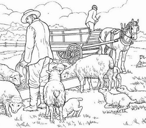 Tractor Coloring Pages, Farm Coloring Pages, Sheep Paintings, Fruit Coloring Pages, Yarn Painting, Horse Coloring Pages, Coloring Ideas, Kids Coloring Book, Pokemon Coloring Pages