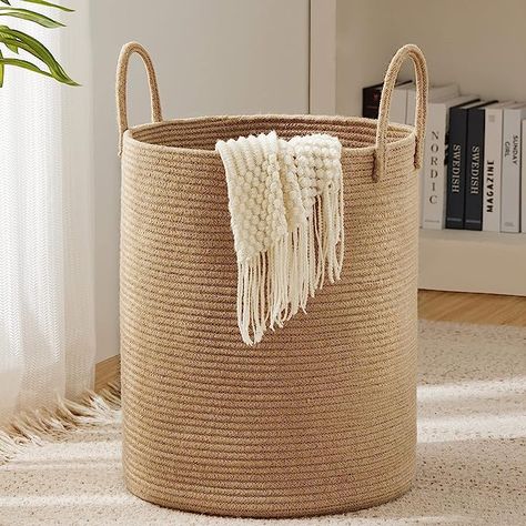 Amazon.com: YOUDENOVA Jute Rope Woven Laundry Hamper Basket, 58L Tall Laundry Basket, Baby Nursery Hamper for Blanket Storage, Clothes Hamper for Laundry in Bedroom-Large-Jute : Home & Kitchen School Apartment, Tall Laundry Basket, Woven Hamper, Organize Clothes, Woven Laundry Basket, Nursery Hamper, Laundry Hampers, Collapsible Laundry Basket, Laundry Basket Organization