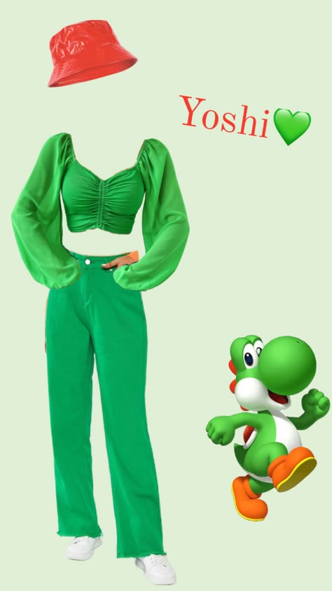 #yoshi Yoshi Womens Costume, Yoshi Outfit Ideas, Cute Yoshi Costume, Pink Yoshi Costume, Halloween Costumes Mario Kart, Yoshi Halloween Costume Women, Yoshi Inspired Outfits, Yoshi Costume Women, Diy Yoshi Costume Women