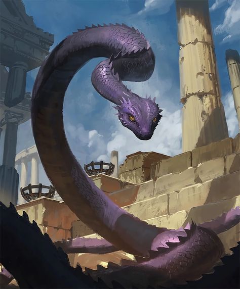 Fantasy Creatures Mythology, Fantasy Cards, Snake Dragon, Mythical Monsters, Mythical Creatures Fantasy, Magical Items, Dnd Dragons, Snake Art, Kaiju Art