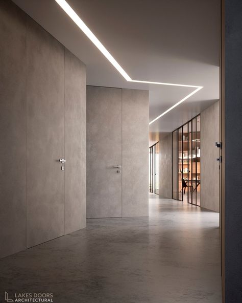 Garofoli Filomuro - Frameless Door Sets - Lakes Doors Architectural Contemporary Internal Doors, Paint Decor, Flush Door Design, Concrete Effect Paint, Drawing Home, Frameless Door, Corridor Design, Concrete Walls, Contemporary Doors