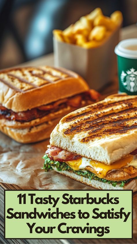 A close-up of a selection of Starbucks sandwiches on a rustic wooden table, featuring the Bacon, Gouda & Egg sandwich, Turkey & Pesto Panini, and other tasty options, all with fresh ingredients and warm bread, perfect for breakfast or lunch. Egg Pesto Sandwich, Turkey Pesto Panini, Starbucks Sandwiches, Pesto Panini, Turkey Pesto, Mozzarella Sandwich, Coffee Run, Starbucks Recipes, Breakfast Lunch