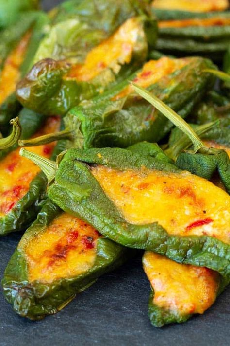 Stuffed Padron Peppers Recipe | El Mundo Eats Stuffed Padron Peppers, Pardon Peppers Recipe, Pardon Peppers, Padron Peppers Recipe, Padron Peppers, Fiesta Food, Hot Pepper Recipes, Spanish Tapas Recipes, Vegetables Dishes