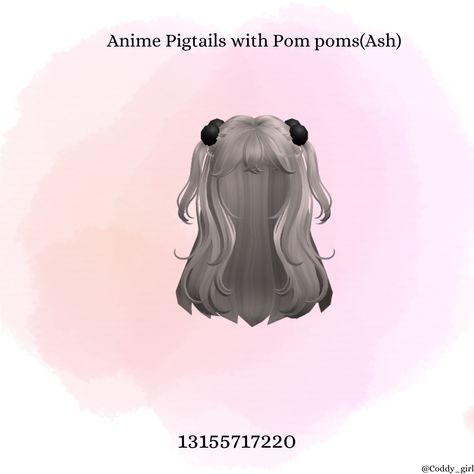 Roblox Ash Hair Codes, Id Brookhaven Hair, Random Roblox Avatar, Brookhaven Codes Girl, Hello Kitty Fit, Anime Pigtails, Roblox Hair Id, Accessory Codes, Yk2 Outfits