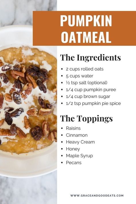 Pumpkin Old Fashioned Oats, Instant Pot Pumpkin Oatmeal, Pumpkin Rolled Oats, Fall Menus, Crockpot Oatmeal, Pumpkin Crockpot, Galveston Diet, Pumpkin Pie Oatmeal, Pumpkin Breakfast