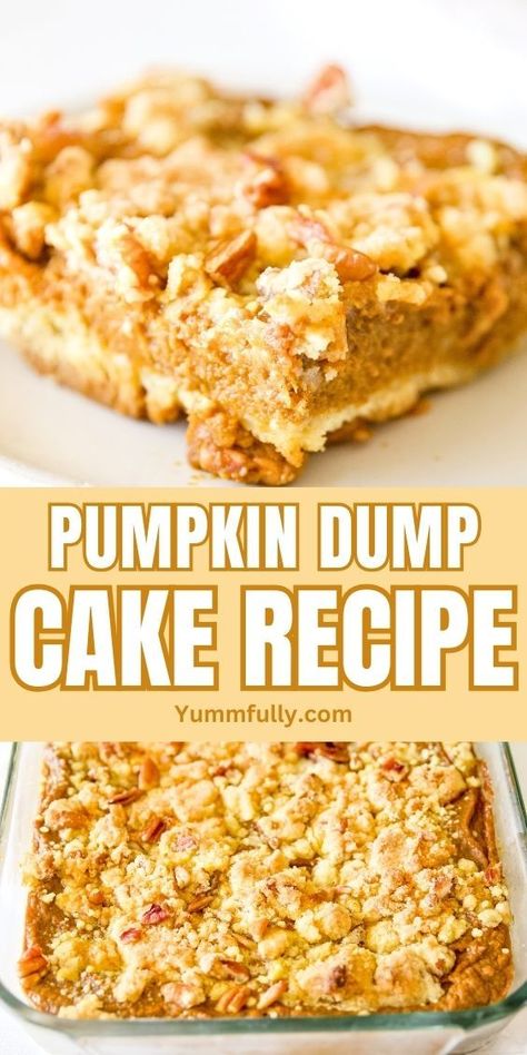 Welcome the flavors of fall with our Pumpkin Dump Cake Recipe, a delightful blend of pumpkin puree, warm spices, and a buttery cake topping that’s a true autumn indulgence. Don’t miss out on a cornucopia of delicious recipes – click here to explore more culinary delights that will enhance your seasonal feasting. Pumpkin Pecan Dump Cake, Dumpling Cake, Easy Pumpkin Dump Cake Recipe, Pecan Dump Cake, Work Desserts, Easy Pumpkin Dump Cake, Pumpkin Spice Desserts, Pumpkin Dump Cake Recipe, Pumpkin Cobbler