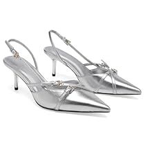 Powerful Character, Slingback Kitten Heels, Silver Pumps, Heels For Women, Kitten Heel, Kitten Heels, Buckle, Slip On, Pumps