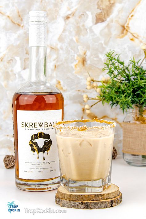 Delish Skrewball White Russian Recipe. Mix Skrewball Peanut Butter Whiskey, Kahlua, Vodka and Cream for a decadent Skrewball Whiskey Drink! Hot White Russian Recipe, Frozen White Russian Recipe, Screwball White Russian, Peanut Butter White Russian, Screwball Whiskey Recipes, Skrewball Whiskey Drinks, Screwball Whiskey Drinks, Peanut Butter Whiskey Drinks, White Russian Drink